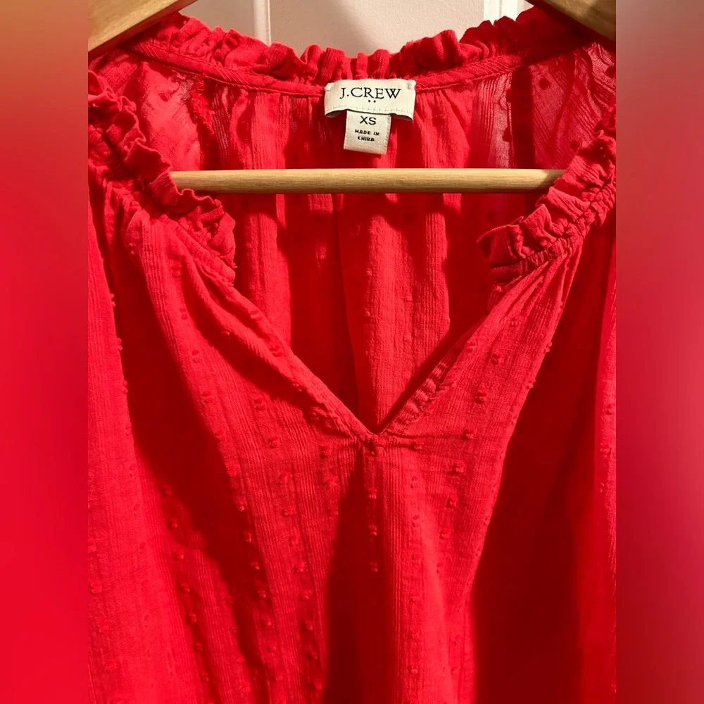 J. Crew Novelty Artist Top in Lightweight 100% Cotton, Geranium Red, Size XS